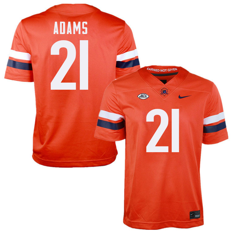 Virginia Cavaliers #21 Keke Adams College Football Jerseys Stitched-Orange